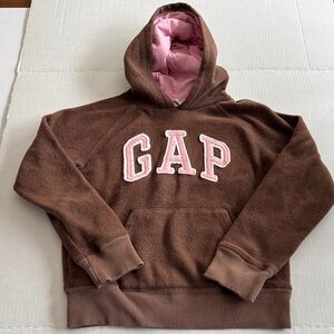 GAP Kids Chocolate Brown Hoodie with Soft Pink Interior